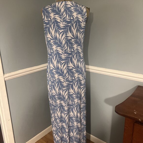 Christopher & Banks Blue White Palm Print Maxi Dress | Size M - Picture 4 of 7